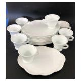 8 Vintage Milk Glass Snack Sets