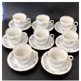 8 Haviland Blue Garland Cups and Saucers