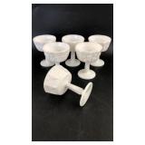 6 Milk Glass Grape Leaf Stems Goblets