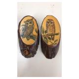 Pair of 5" Vintage Owls Wall Hangers