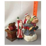 3 Carved Santas