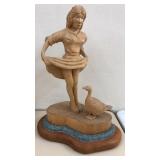 15" Carved Woman with Duck