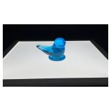 Cobalt glass blue bird paperweight