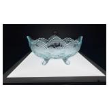 10" Jeannette glass blue Lombardi ice footed bowl