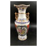 12" Antique Oriental Enamel Overlay Porcelain Vase