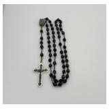 Antique Roma Italy black amethyst rosary