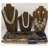 16 vintage necklaces-glass beaded, lucite etc