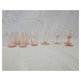 Pink Depression Juice Glasses and Stemware