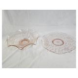 Pink Depression Glass Tray & Bowl