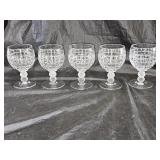 5 Heisey Victorian Pattern Two Ball Footed Goblets