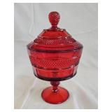 Viking Glass Mt. Vernon Ruby Red Covered Compote