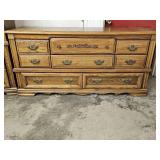 Broyhill Carved Oak 8 Drawer Dresser with Mirror