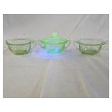 3pcs of Hocking Princess Green Uranium Glass