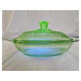 Vintage Green Uranium Covered Dish