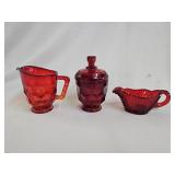 Ruby Red Creamer and Sugar Dish