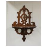 Walnut Victorian Scroll Folding Wall Shelf