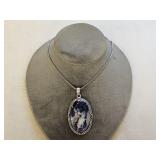 German Silver Sodalite Pendant Necklace