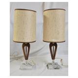 2 Vintage Mid-Century Danish Modern Teak Lamps