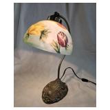 Art Nouveau Style Reverse Painted Lamp