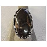 German Silver Coconut Jasper Ring