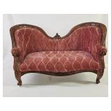 Antique French Double Spoon Doll Sofa