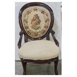 Antique Balloon-Back Needlepoint Parlor Chair