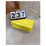 13 YELLOW 6 BY 6 TABLECLOTHS IN MASTER BEDROOM