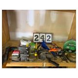 MISCELLANEOUS SCREWS AND HAND TOOLS IN GARAGE