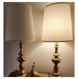 (2) Brass Lamps w/Shades