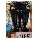 (3) Black Amethyst Vases