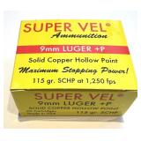 (20) Rnds Super Vel 9mm+P Solid Copper HP