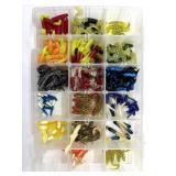 Fishing Jigs in Plastic Tackle Box 11" x 7" x