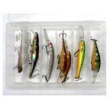 Fishing Lures in Plastic Tackle Box 11" x 7" x
