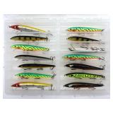 Fishing Lures in Plastic Tackle Box 11" x 9" x