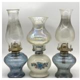Glass Oil Lamps 14.75" Tall and Smaller