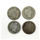 (4) Barber Dimes : 1904, 1905, 1912, and 1916-S