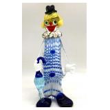 Hand Made Venetian J.I. Co. Art Glass Clown 11" -