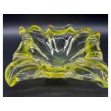Yellow Art Glass Ashtray 7.75"(Slightly