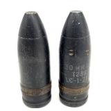 (2) Vintage Inert Military Projectiles 3.5"