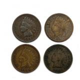 (4) Indian Head Cents : 1892, 1905, 1906, and