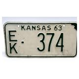 1963 Kansas License Plate