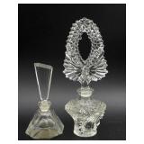 (2) Vintage Glass Perfume Bottles 7.5" Tall(One