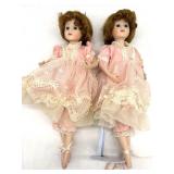 (2) Porcelain Ballerina Dolls 16.5" Tall(No