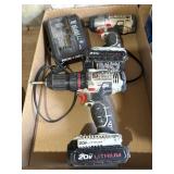 Porter Cable 20V Drill, Impact, (2) Batteries,