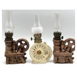 (3) Miniature Oil Lamps 9"