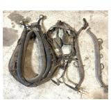 Horse collar, draft horse bridle,  and hames