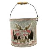 Jack-O-Lantern Galvanized Minnow Bucket 8.5" Tall