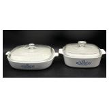 (2) Blue Cornflower Casserole Dishes with Lids