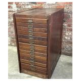 Antique 14-Drawer Browne Morse Wood File Cabinet