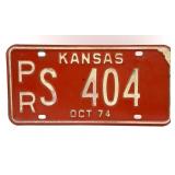 1974 Kansas License Plate